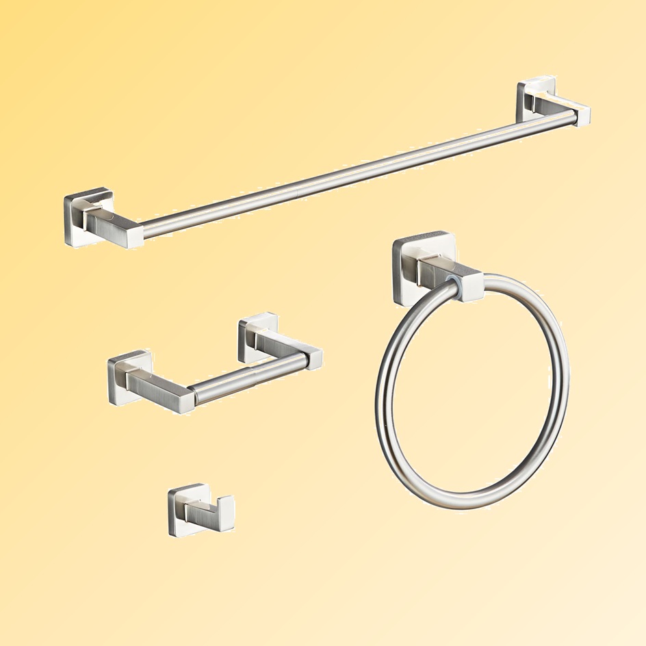 Chrome Bathroom Fittings Ring Rack 3-Piece Sanitary Ware Accessories Bathroom Set