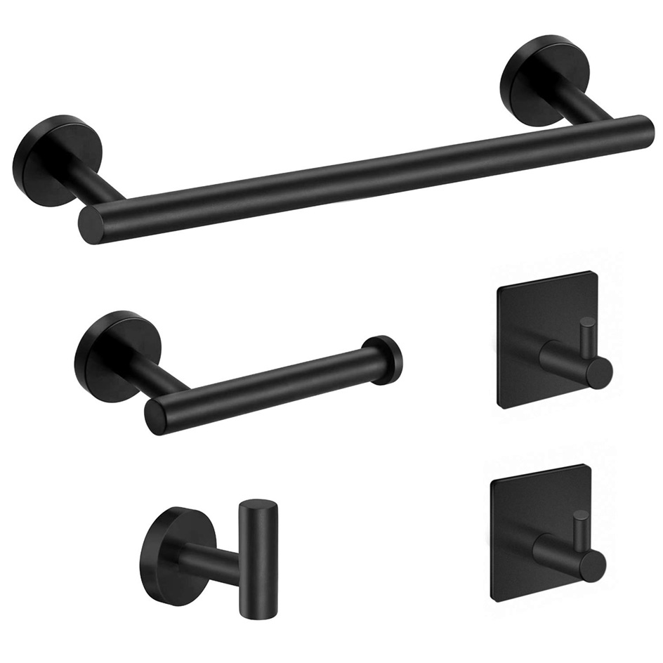 Black Sanitary Ware Fittings Set Towel Rack Holder Dish Hardware Bathroom Accessories