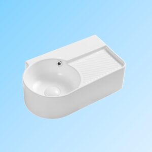 Round Design Single Bowl White Ceramic Bathroom Vanity Cabinet Hand Wash Basin