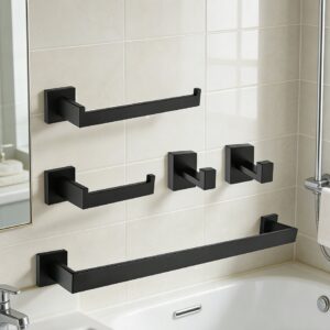 Wholesale Sanitary Ware Bathroom Fittings Towel Rack Hook Black Hardware Accessories