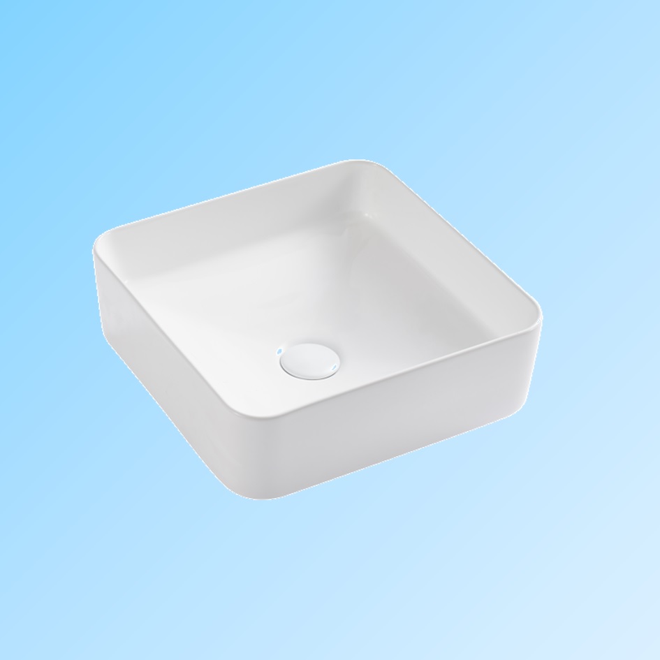 Art Design Irregular White Single Bowl Ceramic Bathroom Vanity Cabinet Wash Basin