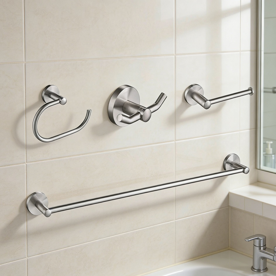 Wholesale Bathroom Fittings Set Black Towel Rack Hook Stainless Steel Hardware Accessories