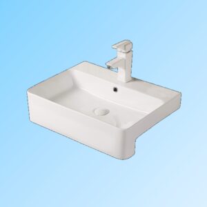 Modern Unique Apron Design White Bathroom Sanitary Cabinet Vanity Sink Wash Basin