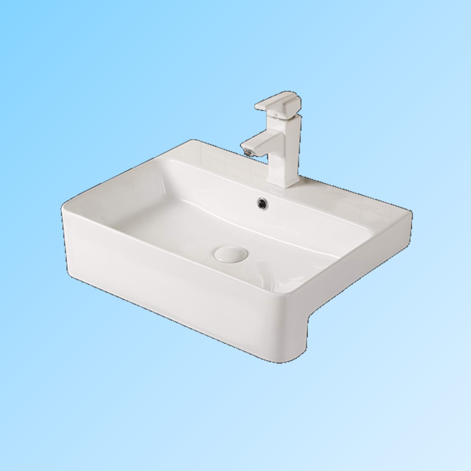 Modern Unique Apron Design White Bathroom Sanitary Cabinet Vanity Sink Wash Basin