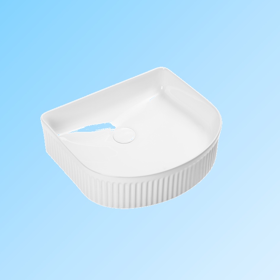 Art Square Ceramic Glossy Sink Bathroom Vanity Cabinet White Wash Basin