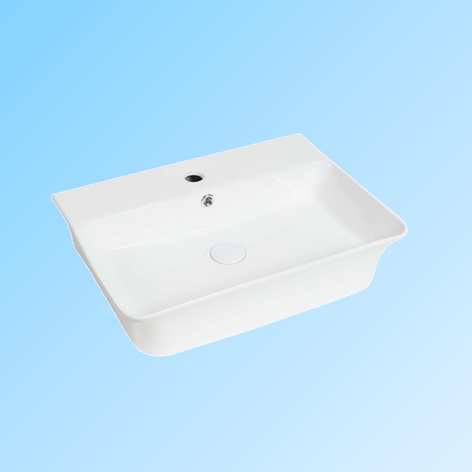 Art Design Irregular White Single Bowl Ceramic Bathroom Vanity Cabinet Wash Basin