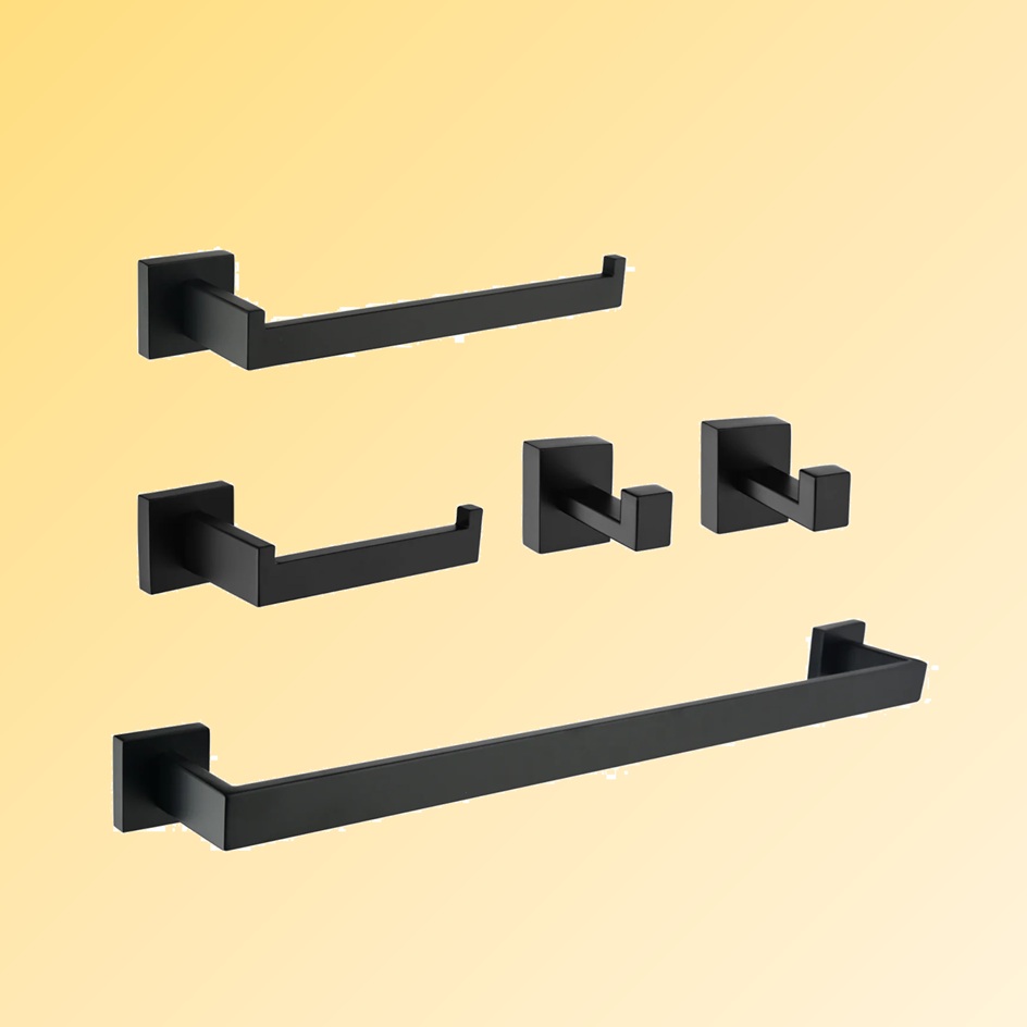 Bathroom Fittings Durable Gold Wall Hook Towel Rack Toilet Brush Sanitaty Hardware Set