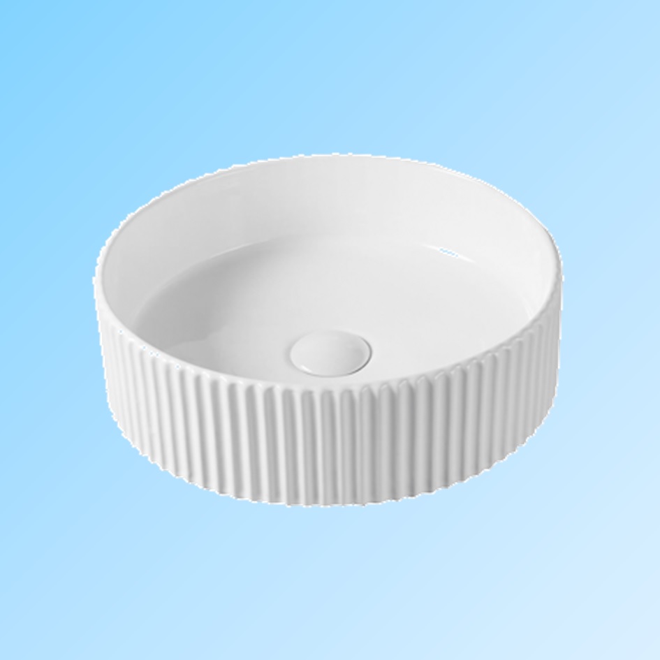 Glossy White Ceramic Hotel Sink Bowl Sanitaryround Countertop Bathroom Basin