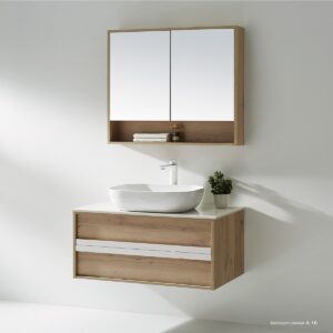 LED Mirror Sink Bathroom Vanity Wood Modern Bathroom Vanity Cabinet