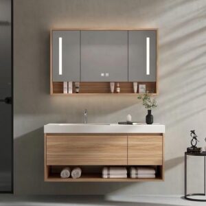 Poplar Sustainable Cabinets LED Mirror Bathroom Vanity Cabinet
