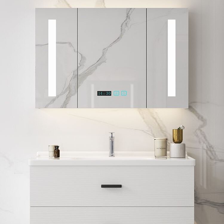 High Glossy Furniture Bathroom Vanity LED Mirror Aluminum MDF Cabinet