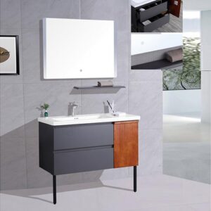 Solid Poplar Aluminum Accessories Bathroom Vanity Sink Cabinet