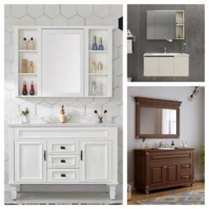 White MDF PVC Melamine Vanity with Sink Bathroom Vanity Cabinet