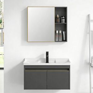 Modern Wall Mounted MDF Plywood Sink Basin Mirror Bathroom Vanity Cabinet