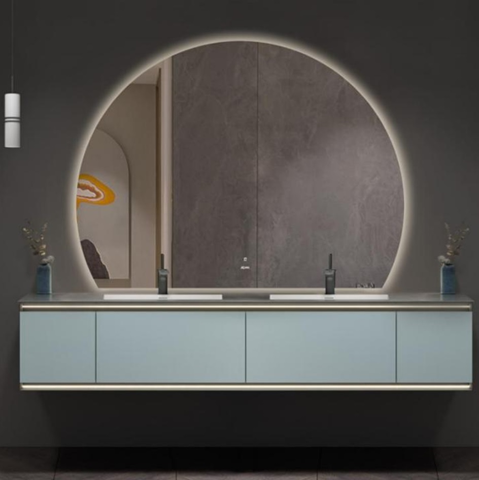 Custom Size Wall Hung Storage MDF LED Mirror Faucet Basin Bathroom Vanity Cabinet