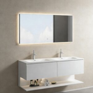 LED Mirror Vintage Bathroom Storage Cabinet Wall Hung Sink Unit Bathroom Vanity
