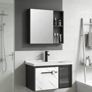 Luxury Hotel Project LED Mirror Sink Wall Hung Sanitary Bathroom Vanity Cabinet