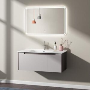 Modern Blue MDF Waterproof Mirror Vanity Sanitary Ware Bathroom Vanity Cabinet