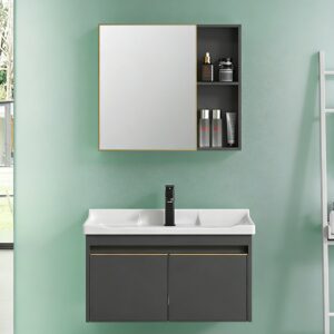 Wholesale Bathroom MDF Washroom Furniture Smart LED Mirror Sink Vanity Cabinet