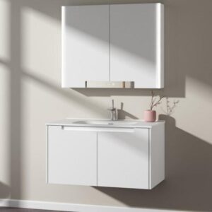 Popular Hotel Project Bathroom Vanity Double Sinks LED Mirrors Bathroom Cabinet