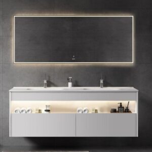 Hot Design Round LED Mirror Wall Hung Storage Vanity Bathroom Sink Cabinet