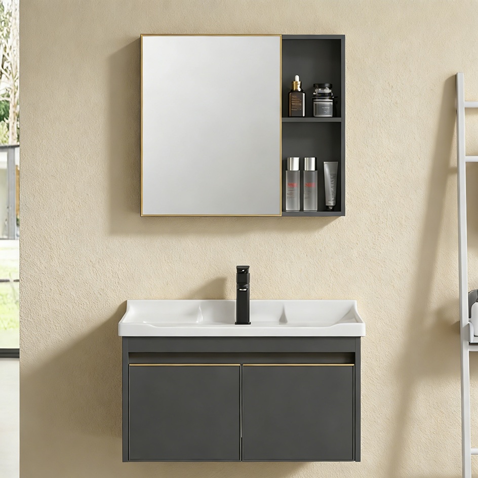 Modern Washroom Toilet Furniture Wall Hung Large LED Mirror Bathroom Vanity Cabinet