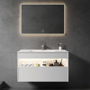 Hot Sale Wash Basin Black Sink Modern Wall Hung Furniture Bathroom Vanity Cabinet