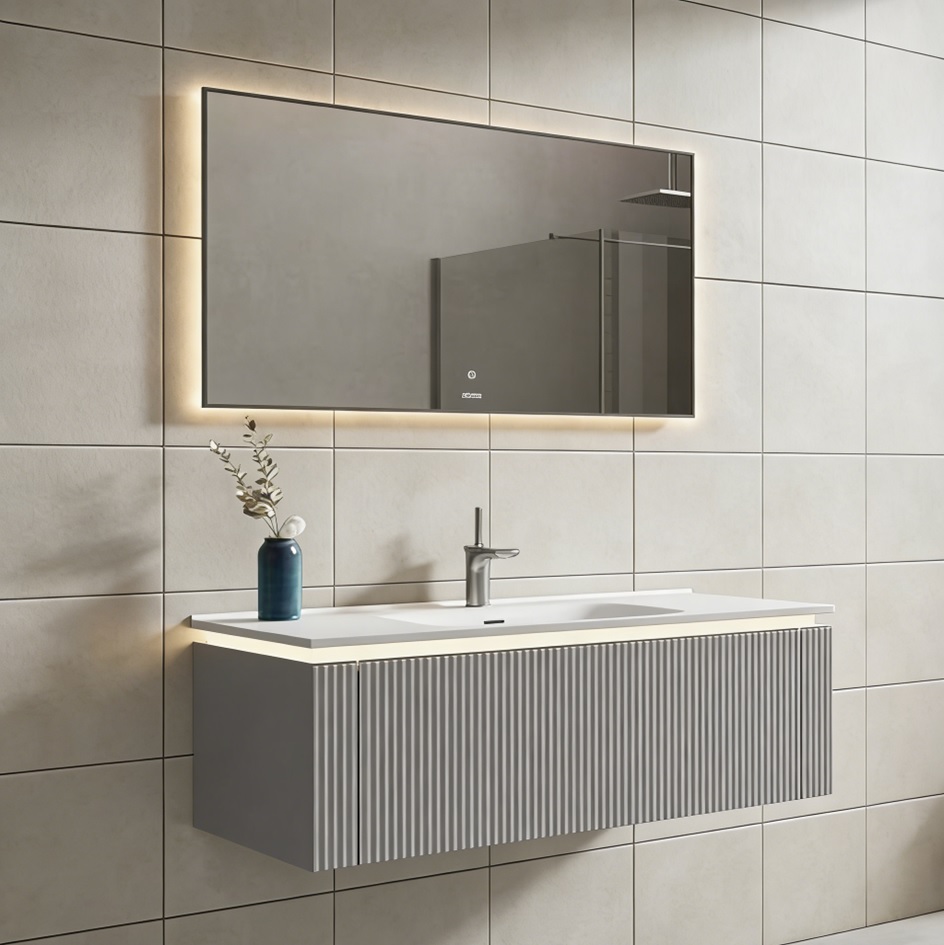 Modern Style Customize Compact Smart Mirror Sink Faucet Bathroom Cabinet Vanity