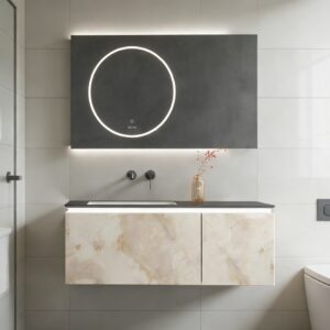 Hotel Villa Luxury Project Double Sinks LED Mirror Wall Hung Furniture Bathroom Cabinet Vanity