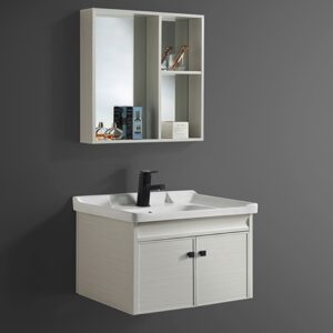 Popular Design Cabinet Round Mirror Wall Hung Black Wood Sink Mirror Bathroom Vanity
