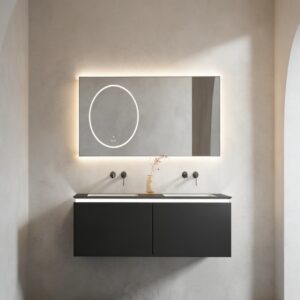 Direct Factory LED Mirror Double Sinks Faucets Wall Hung Cabinet Bathroom Vanity