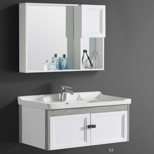 Wholesale Slim Wall Hung Storage Cabinet Bathroom Round Mirror Bath Vanity