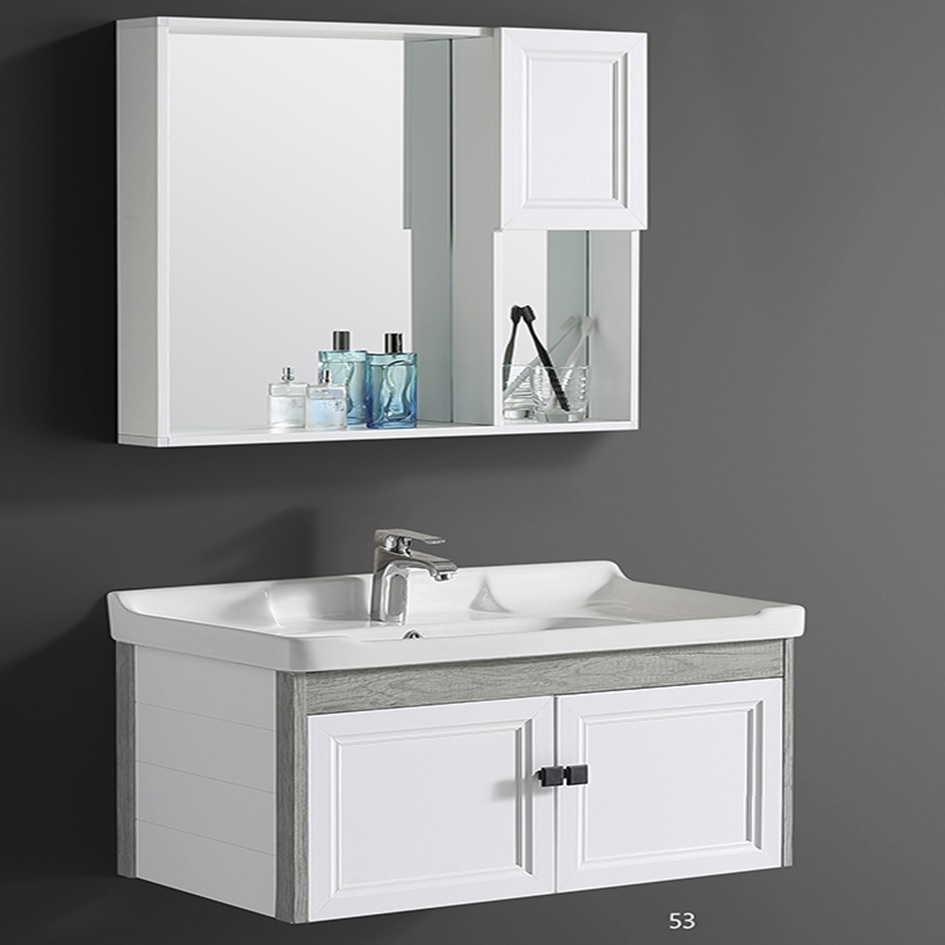 Wholesale Slim Wall Hung Storage Cabinet Bathroom Round Mirror Bath Vanity