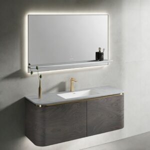 Wholesale PVC MDF Wall Hung Bathroom Cabinet Round Mirror Toilet Cabinet Vanity