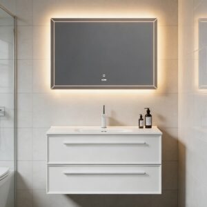 Wholesale Wooden Bathroom Storage Wall Hung Sink Mirror Toilet Cabinet Vanity