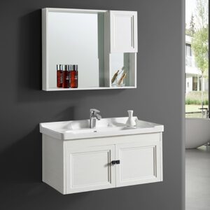 Hot Sale Marble Counter MDF Sink Wall Hung Cabinet Mirror Bathroom Vanity