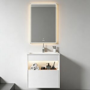 Popular Aluminum Cabinet Wall Hung Sink Mirror Black MDF Bathroom Vanity