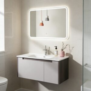 Wholesale LED Mirror Storage Cabinet Bathroom Sink Wall Hung Unit Vanity