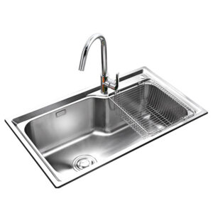 Counter Wash Basin with Faucet Wall Mounted 304 Stainless Steel Sink