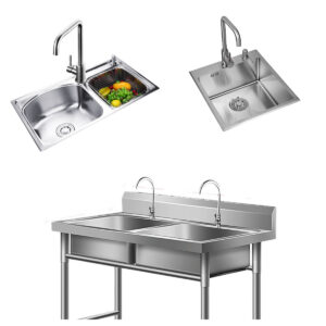 Single Kitchen Basin with Faucet Bathroom Wash Stainless Steel Sink
